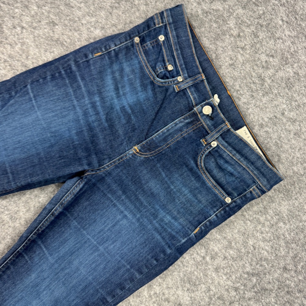 Rag & Bone 10 Inch Ankle Skinny‎ Jeans Mad River Dark Wash Raw Hem 29
